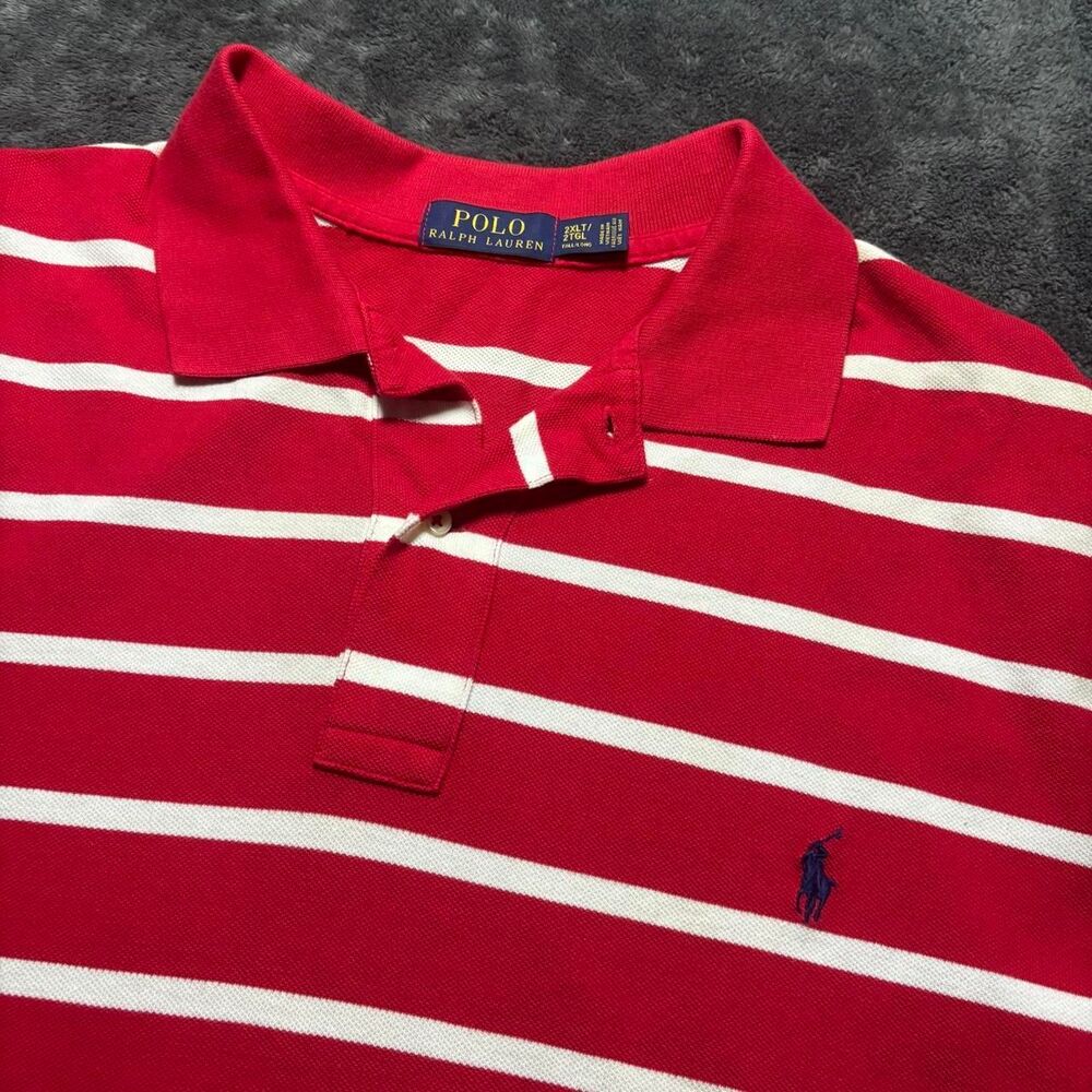 Polo Ralph Lauren Striped Polo Shirt Men’s 2XLT Big Tall Red white